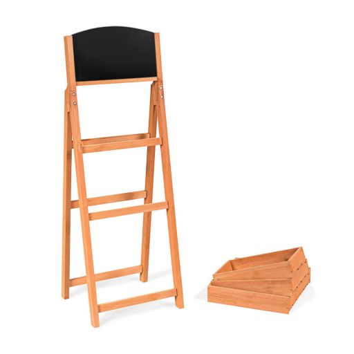 Drewniany regał trzypiętrowy z tablicą