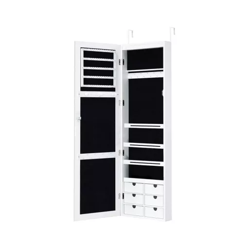 Szafka ścienna na biżuterię z lustrem i oświetleniem