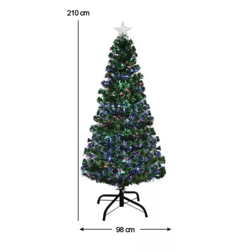 Sztuczna choinka ze światłowodami z kolorowym LED-em w kilku rodzajach-210 cm-owa