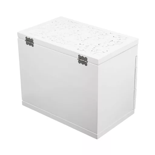 Pudełko na biżuterię z 6 przegródkami, białe