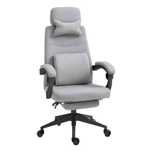 Krzesło biurowe obrotowe z zagłówkiem - w kilku kolorach - jasno szare