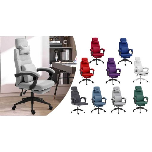 Krzesło biurowe obrotowe z zagłówkiem - w kilku kolorach - jasno szare