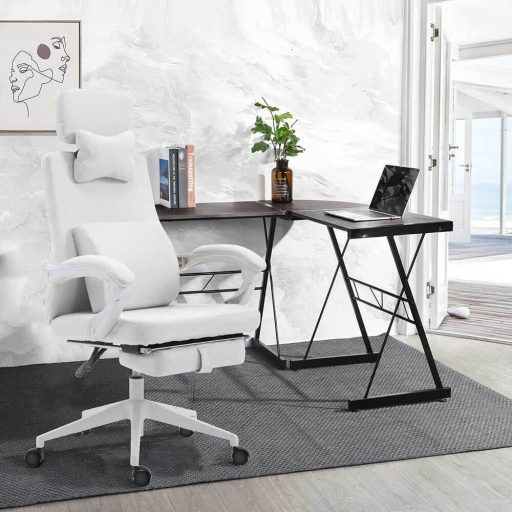 Krzesło biurowe obrotowe z zagłówkiem - w kilku rodzajach-białe