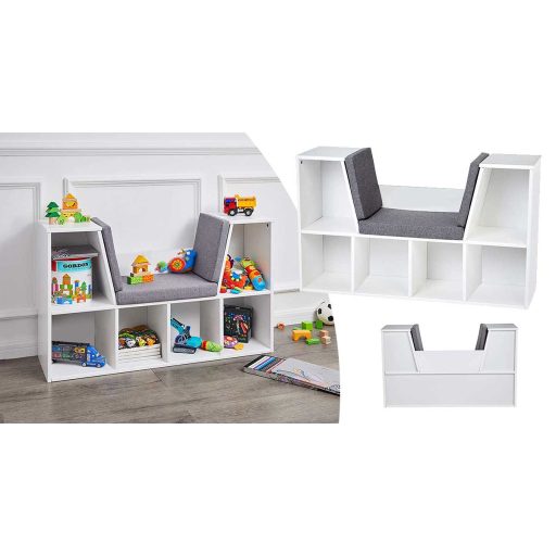 Półka do przechowywania z siedziskiem i poduszkami