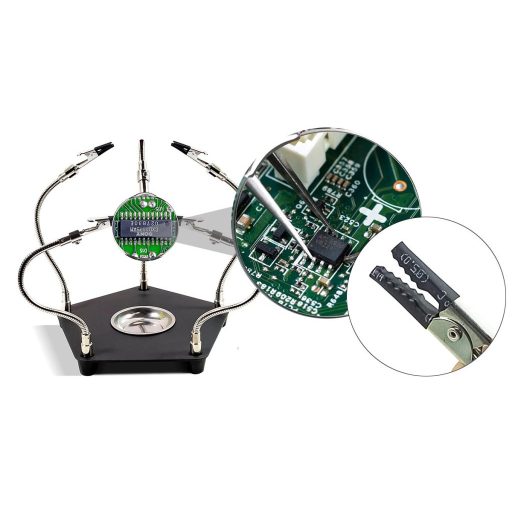 Uchwyt montażowy z elastycznymi ramionami i lupą