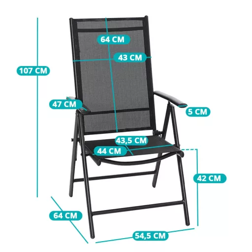 Aluminiowe składane krzesło ogrodowe, 2 szt