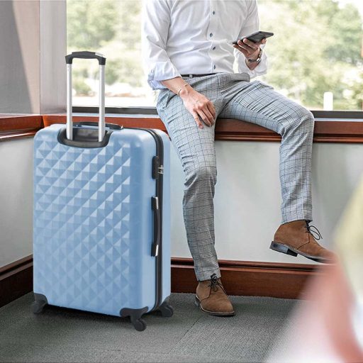 Zestaw walizek podróżnych z kosmetyczką w kilku kolorach-stalowo niebieski