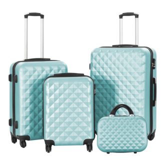   Zestaw walizek podróżnych z kosmetyczką w kilku kolorach-miętowo-zielony