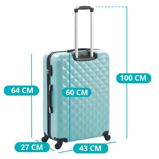 Zestaw walizek podróżnych z kosmetyczką w kilku kolorach-miętowo-zielony