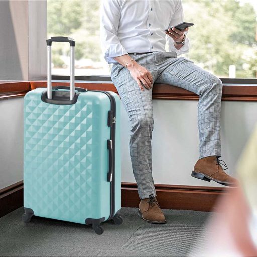 Zestaw walizek podróżnych z kosmetyczką w kilku kolorach-miętowo-zielony