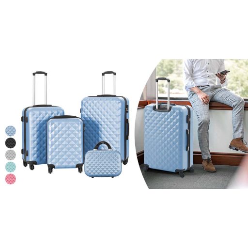 Zestaw walizek podróżnych z kosmetyczką w kilku kolorach-miętowo-zielony