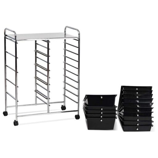 Wózek na kółkach z 15 szufladami, w kilku kolorach-czarny