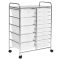 Wózek na kółkach z 15 szufladami, w kilku kolorach-biały