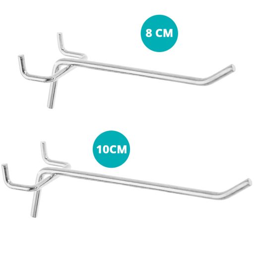 Metalowy organizer ścienny na narzędzia z haczykami i schowkiem