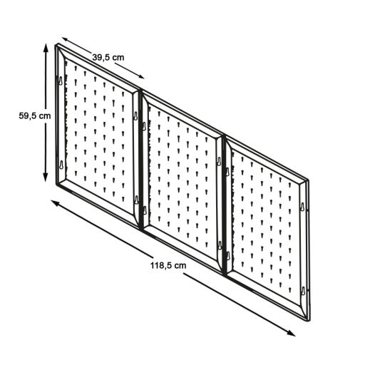Metalowy organizer ścienny na narzędzia z haczykami i schowkiem