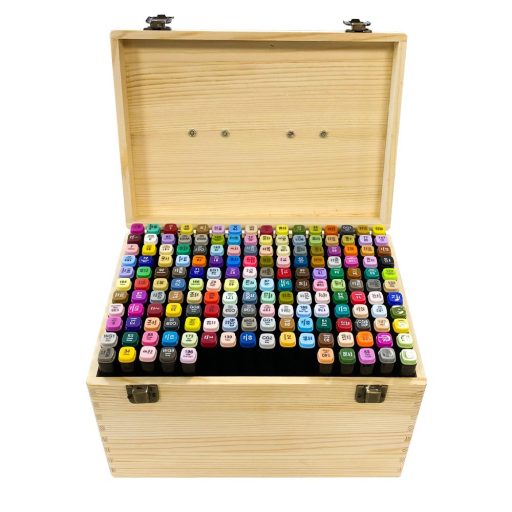 170 el. zestaw markerów alkoholowych dwustronnych w drewnianym pudełku