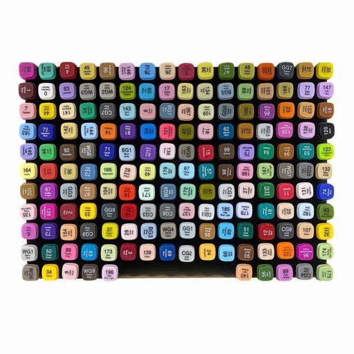 170 el. zestaw markerów alkoholowych dwustronnych w drewnianym pudełku