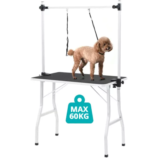 Stół groomerski z dwoma smyczami