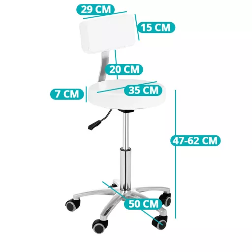 Fotel kosmetyczny z oparciem, w 2 kolorach-biały