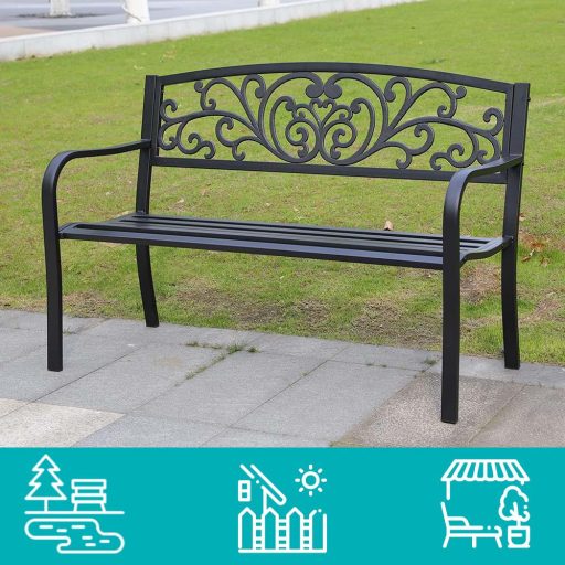 Ławka ogrodowa z motywem liści