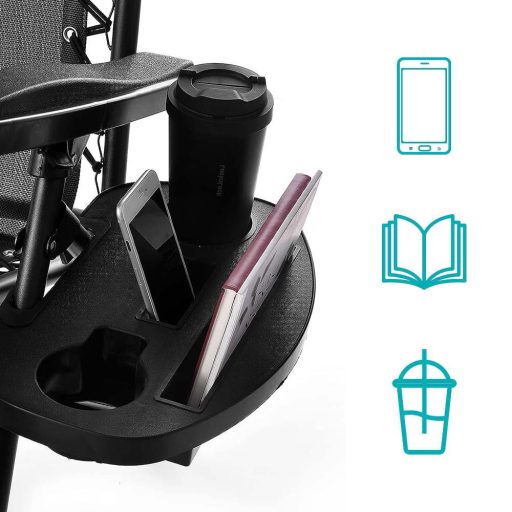 Krzesło ogrodowe zerowej grawitacji z daszkiem i uchwytem na napoje, 2 szt w kilku kolorach-czarne