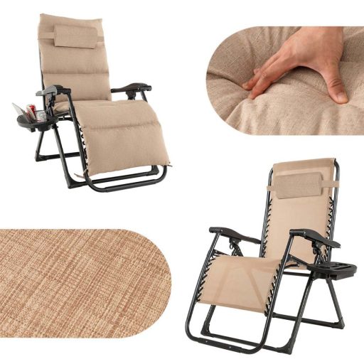 Krzesło tapicerowane zerowej grawitacji-beżowe