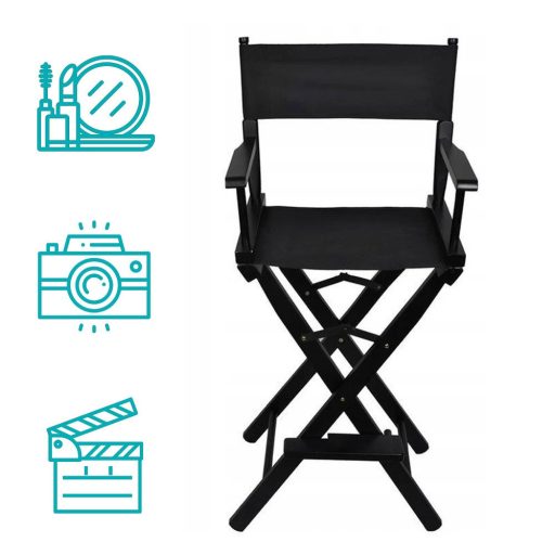 Składane krzesło do makijażu z drewnianą ramą