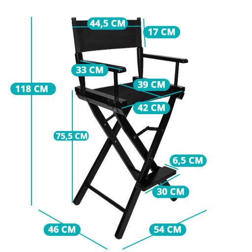 Składane krzesło do makijażu z drewnianą ramą
