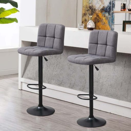 2 krzesła barowe z siedziskiem z tkaniny w kilku kolorach-jasnoszare