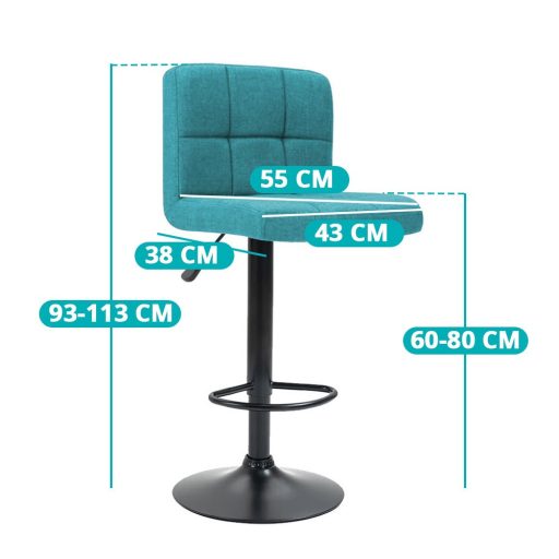 2 krzesła barowe z siedziskiem z tkaniny w kilku kolorach-miętowe
