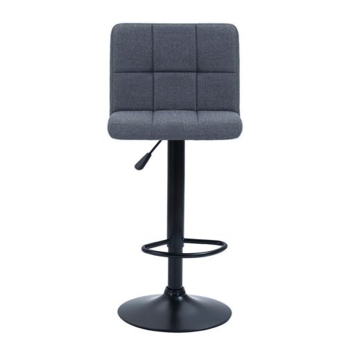 2 krzesła barowe z siedziskiem z tkaniny w kilku kolorach, ciemny szary