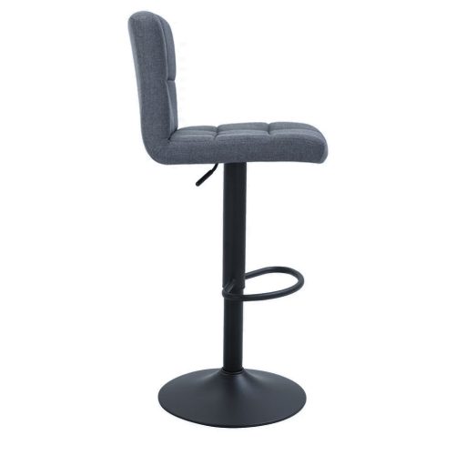 2 krzesła barowe z siedziskiem z tkaniny w kilku kolorach, ciemny szary