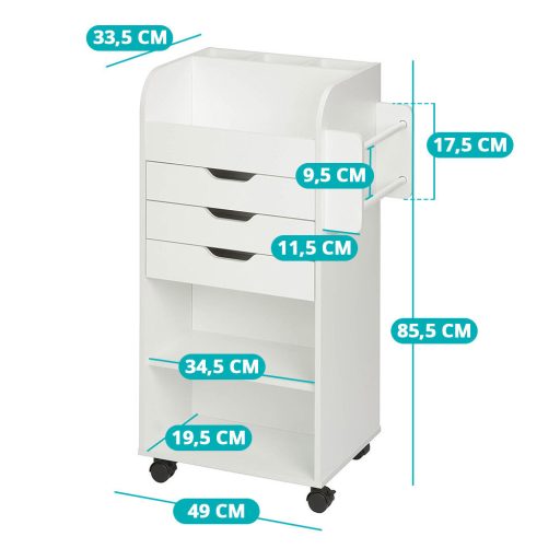 Mobilna szafka do przechowywania z półkami i szufladami