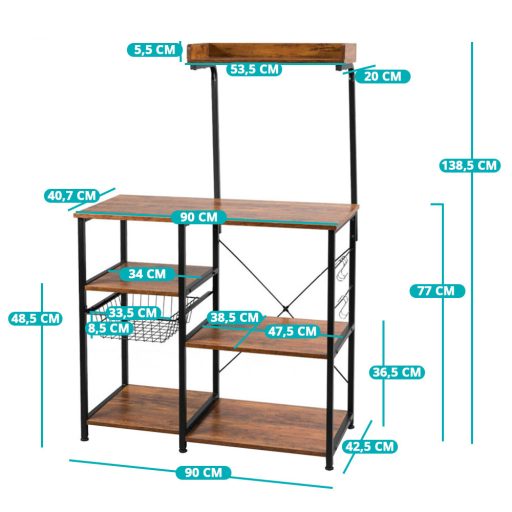 Regał do przechowywania z koszykiem