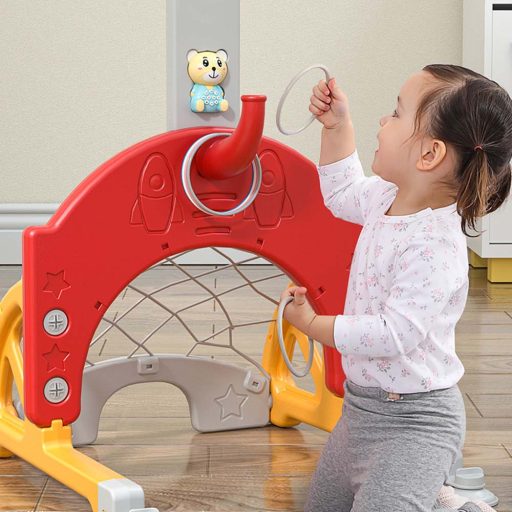 Zestaw zabawowy dla dzieci 4 w 1 z regulacją wysokości, pomarańczowo-żółty