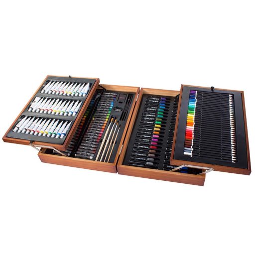 174 el. zestaw do malowania i rysowania w praktycznym drewnianym pudełku prezentowym