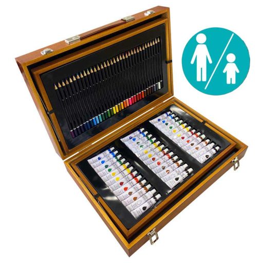 174 el. zestaw do malowania i rysowania w praktycznym drewnianym pudełku prezentowym