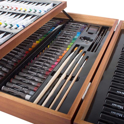 174 el. zestaw do malowania i rysowania w praktycznym drewnianym pudełku prezentowym