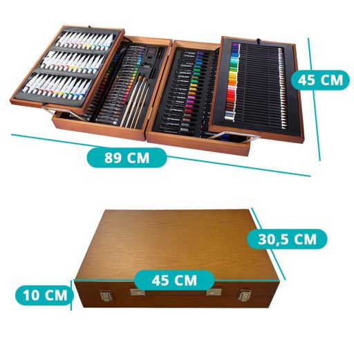 174 el. zestaw do malowania i rysowania w praktycznym drewnianym pudełku prezentowym