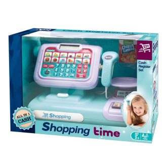   Kasa fiskalna dla dzieci w kilku kolorach, niebiesko-fioletowa