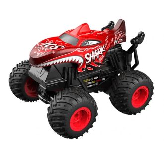 Dryfujący samochód z pilotem czerwony, z rekinem