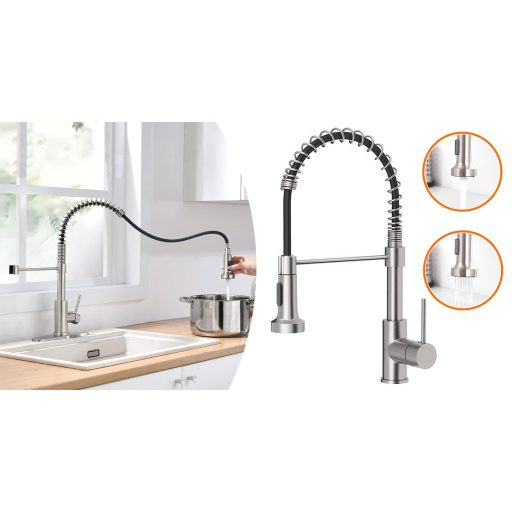 Bateria kuchenna z elastycznym wężem, zdejmowaną głowicą prysznicową