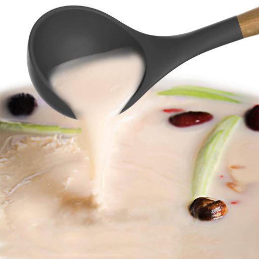 14-częściowy zestaw narzędzi kuchennych z żaroodporną silikonową główką i uchwytem, ciemnoszary