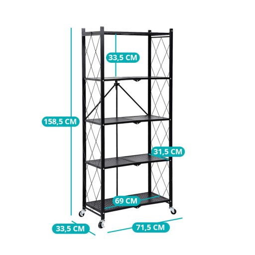 Składany, metalowy regał kuchenny na kółkach