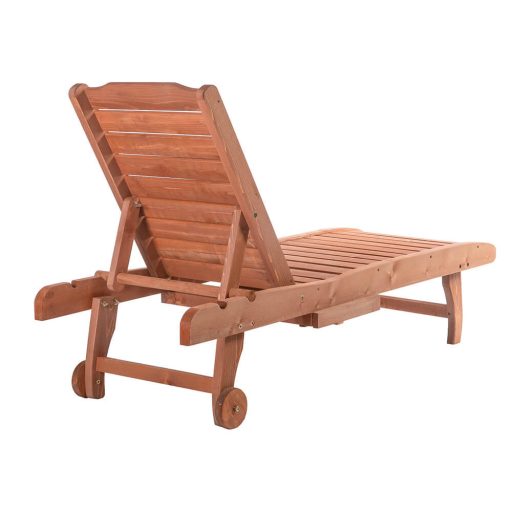 Regulowany drewniany leżak z wysuwanym schowkiem