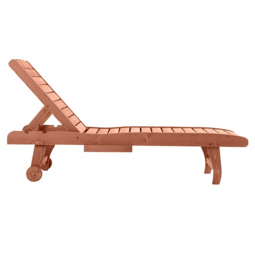 Regulowany drewniany leżak z wysuwanym schowkiem