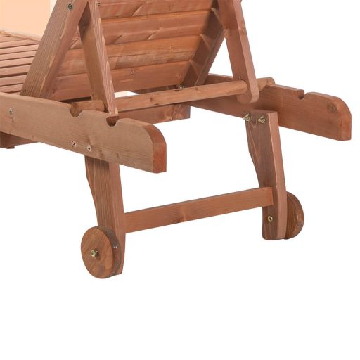 Regulowany drewniany leżak z wysuwanym schowkiem