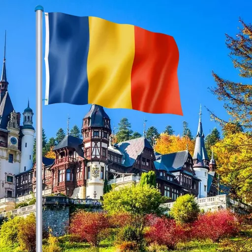 Maszt 90x150cm z rumuńską flagą