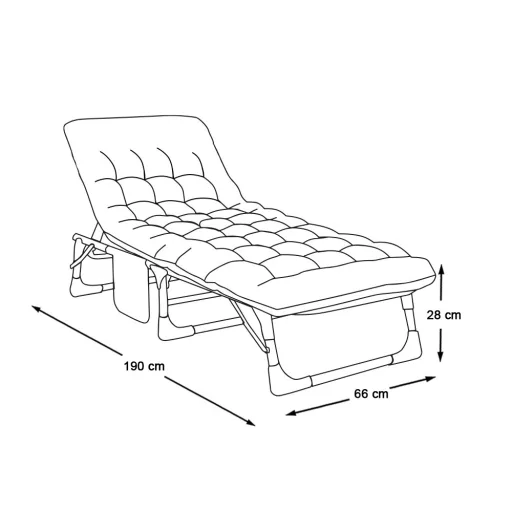 Składane łóżko campingowe z regulowanym zagłówkiem i dwustronnym materacem w dwóch kolorach