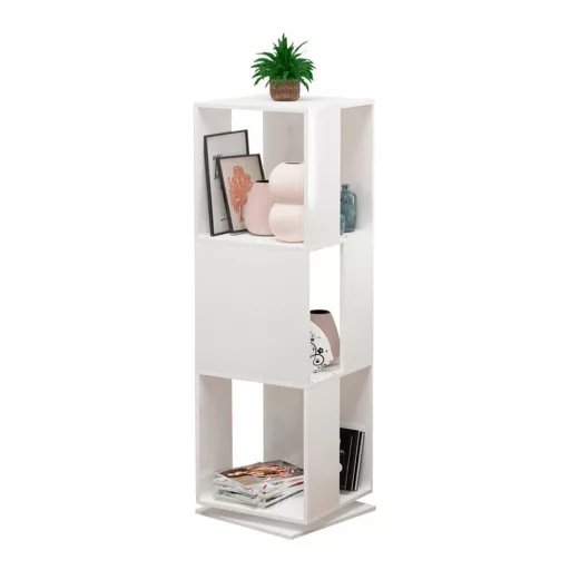 Obrotowa półka na książki, 34x34x108 cm, biały